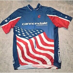Cannondale Bike Cycling Jersey Shirt Adult XL Pullover Zip Red White Blue